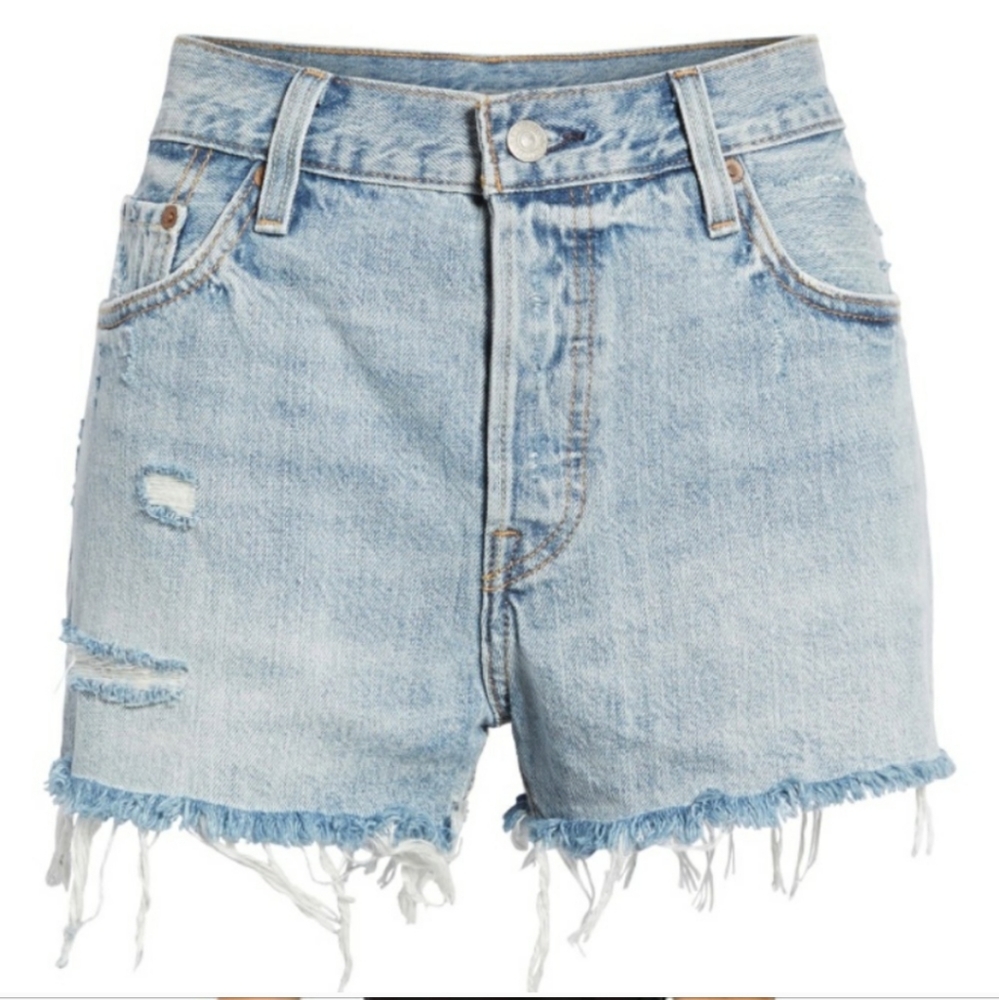 Levi's 501 Shorts Ripped Distressed - Picture 6 of 7